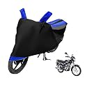 Euro Care Bike Cover Compatible with Bajaj CT 100, Heatproof, Mirror Pocket, Dustproof, Belt &amp; Buckle, CT 100 Bike Cover - 1 Unit, Black-Blue