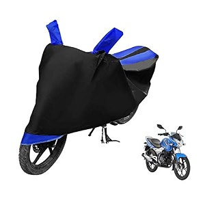 euro care bike cover compatible with discover 100 heatproof mirror pocket dustproof belt amp buckle discover bike cover - 1 unit black-blue