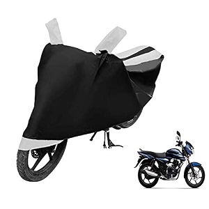 euro care bike cover compatible with discover 100 heatproof mirror pocket dustproof belt amp buckle discover bike cover - 1 unit black-white