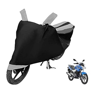 euro care bike cover compatible with discover 100 heatproof mirror pocket dustproof belt amp buckle discover bike cover - 1 unit black-silver