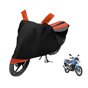 euro care bike cover compatible with discover 100 heatproof mirror pocket dustproof belt amp buckle discover bike cover - 1 unit black-orange