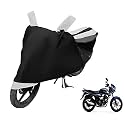 Euro Care Bike Cover Compatible with Discover 100, Heatproof, Mirror Pocket, Dustproof, Belt &amp; Buckle, Discover Bike Cover - 1 Unit, Black-White