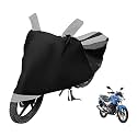Euro Care Bike Cover Compatible with Discover 100, Heatproof, Mirror Pocket, Dustproof, Belt &amp; Buckle, Discover Bike Cover - 1 Unit, Black-Silver