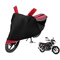 Euro Care Bike Cover Compatible with Discover 100, Heatproof, Mirror Pocket, Dustproof, Belt &amp; Buckle, Discover Bike Cover - 1 Unit, Black-Red
