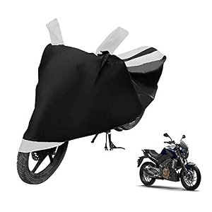 euro care bike cover compatible with dominar 400 heatproof mirror pocket dustproof belt amp buckle dominar bike cover - 1 unit black-white