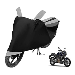 euro care bike cover compatible with dominar 400 heatproof mirror pocket dustproof belt amp buckle dominar bike cover - 1 unit black-silver