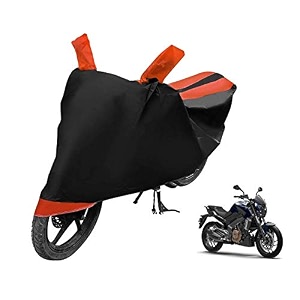euro care bike cover compatible with dominar 400 heatproof mirror pocket dustproof belt amp buckle dominar bike cover - 1 unit black-orange