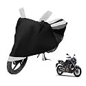 Euro Care Bike Cover Compatible with Dominar 400, Heatproof, Mirror Pocket, Dustproof, Belt &amp; Buckle, Dominar Bike Cover - 1 Unit, Black-White