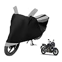 Euro Care Bike Cover Compatible with Dominar 400, Heatproof, Mirror Pocket, Dustproof, Belt &amp; Buckle, Dominar Bike Cover - 1 Unit, Black-Silver