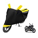 Euro Care Bike Cover Compatible with Dominar 400, Heatproof, Mirror Pocket, Dustproof, Belt &amp; Buckle, Dominar Bike Cover - 1 Unit, Black-Yellow