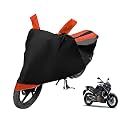 Euro Care Bike Cover Compatible with Dominar 400, Heatproof, Mirror Pocket, Dustproof, Belt &amp; Buckle, Dominar Bike Cover - 1 Unit, Black-Orange