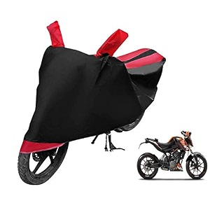 euro care bike cover compatible with duke 200 heatproof mirror pocket dustproof belt amp buckle duke bike cover - 1 unit black-red
