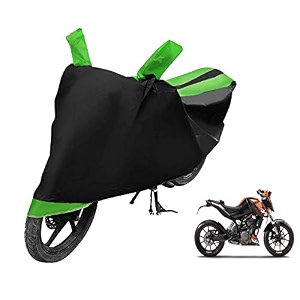 euro care bike cover compatible with duke 200 heatproof mirror pocket dustproof belt amp buckle duke bike cover - 1 unit black-green