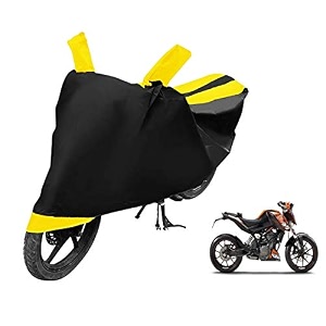 euro care bike cover compatible with duke 200 heatproof mirror pocket dustproof belt amp buckle duke bike cover - 1 unit black-yellow