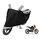 Euro Care Bike Cover Compatible with Duke 200, Heatproof, Mirror Pocket, Dustproof, Belt &amp; Buckle, Duke Bike Cover - 1 Unit, Black-Silver