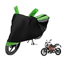 Euro Care Bike Cover Compatible with Duke 390, Heatproof, Mirror Pocket, Dustproof, Belt &amp; Buckle, Duke Bike Cover - 1 Unit, Black-Green