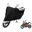 Euro Care Bike Cover Compatible with Duke 390, Heatproof, Mirror Pocket, Dustproof, Belt &amp; Buckle, Duke Bike Cover - 1 Unit, Black-White