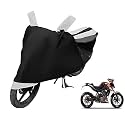 Euro Care Bike Cover Compatible with Duke 200, Heatproof, Mirror Pocket, Dustproof, Belt &amp; Buckle, Duke Bike Cover - 1 Unit, Black-White