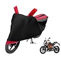 Euro Care Bike Cover Compatible with Duke 390, Heatproof, Mirror Pocket, Dustproof, Belt &amp; Buckle, Duke Bike Cover - 1 Unit, Black-Red