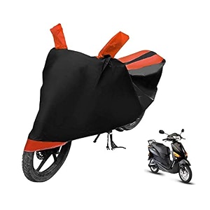 euro care scooty cover compatible with electric cruz heatproof mirror pocket dustproof belt amp buckle cruz scooty cover - 1 unit black-orange