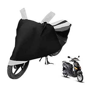 euro care scooty cover compatible with electric cruz heatproof mirror pocket dustproof belt amp buckle cruz scooty cover - 1 unit black-white