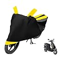 Euro Care Scooty Cover Compatible with Electric Cruz, Heatproof, Mirror Pocket, Dustproof, Belt &amp; Buckle, Cruz Scooty Cover - 1 Unit, Black-Yellow