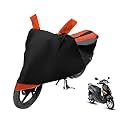 Euro Care Scooty Cover Compatible with Electric Cruz, Heatproof, Mirror Pocket, Dustproof, Belt &amp; Buckle, Cruz Scooty Cover - 1 Unit, Black-Orange