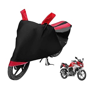 euro care bike cover compatible with fazer heatproof mirror pocket dustproof belt amp buckle fazer bike cover - 1 unit black-red