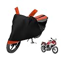 Euro Care Bike Cover Compatible with Fazer, Heatproof, Mirror Pocket, Dustproof, Belt &amp; Buckle, Fazer Bike Cover - 1 Unit, Black-Orange