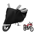 Euro Care Bike Cover Compatible with Fazer, Heatproof, Mirror Pocket, Dustproof, Belt &amp; Buckle, Fazer Bike Cover - 1 Unit, Black-Silver