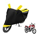 Euro Care Bike Cover Compatible with Fazer, Heatproof, Mirror Pocket, Dustproof, Belt &amp; Buckle, Fazer Bike Cover - 1 Unit, Black-Yellow