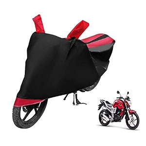 euro care bike cover compatible with yamaha fz heatproof mirror pocket dustproof belt amp buckle fz bike cover - 1 unit black-red