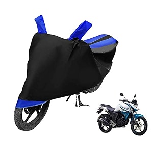 euro care bike cover compatible with yamaha fz heatproof mirror pocket dustproof belt amp buckle fz bike cover - 1 unit black-blue