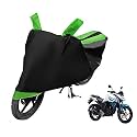 Euro Care Bike Cover Compatible with Yamaha FZ, Heatproof, Mirror Pocket, Dustproof, Belt &amp; Buckle, FZ Bike Cover - 1 Unit, Black-Green