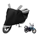 Euro Care Bike Cover Compatible with Yamaha FZ, Heatproof, Mirror Pocket, Dustproof, Belt &amp; Buckle, FZ Bike Cover - 1 Unit, Black-Silver