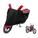 Euro Care Bike Cover Compatible with Yamaha FZ, Heatproof, Mirror Pocket, Dustproof, Belt &amp; Buckle, FZ Bike Cover - 1 Unit, Black-Red