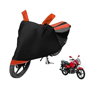 euro care bike cover compatible with glamour heatproof mirror pocket dustproof belt amp buckle glamour bike cover - 1 unit black-orange