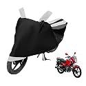 Euro Care Bike Cover Compatible with Glamour, Heatproof, Mirror Pocket, Dustproof, Belt &amp; Buckle, Glamour Bike Cover - 1 Unit, Black-White