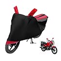 Euro Care Bike Cover Compatible with Glamour, Heatproof, Mirror Pocket, Dustproof, Belt &amp; Buckle, Glamour Bike Cover - 1 Unit, Black-Red