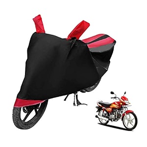 euro care bike cover compatible with hf dawn heatproof mirror pocket dustproof belt amp buckle hf dawn bike cover - 1 unit black-red