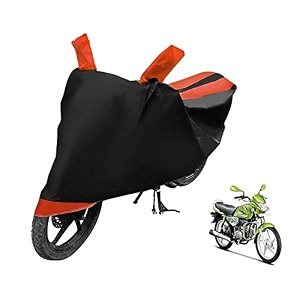 euro care bike cover compatible with hf dawn heatproof mirror pocket dustproof belt amp buckle hf dawn bike cover - 1 unit black-orange