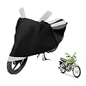 Euro Care Bike Cover Compatible with HF Dawn, Heatproof, Mirror Pocket, Dustproof, Belt &amp; Buckle, HF Dawn Bike Cover - 1 Unit, Black-White