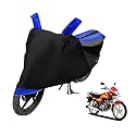 Euro Care Bike Cover Compatible with HF Dawn, Heatproof, Mirror Pocket, Dustproof, Belt &amp; Buckle, HF Dawn Bike Cover - 1 Unit, Black-Blue