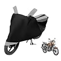 Euro Care Bike Cover Compatible with Hunk, Heatproof, Mirror Pocket, Dustproof, Belt &amp; Buckle, Hunk Bike Cover - 1 Unit, Black-Silver