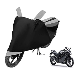 euro care bike cover compatible with ninja 250 heatproof mirror pocket dustproof belt amp buckle ninja 250 bike cover - 1 unit black-silver