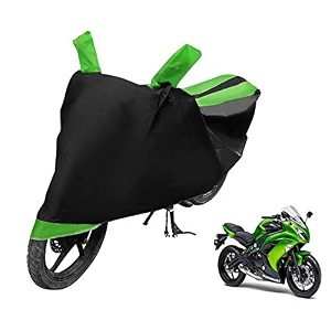euro care bike cover compatible with ninja 250 heatproof mirror pocket dustproof belt amp buckle ninja 250 bike cover - 1 unit black-green