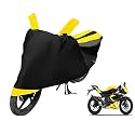 Euro Care Bike Cover Compatible with Ninja 250, Heatproof, Mirror Pocket, Dustproof, Belt &amp; Buckle, Ninja 250 Bike Cover - 1 Unit, Black-Yellow