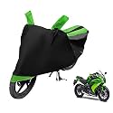 Euro Care Bike Cover Compatible with Ninja 250, Heatproof, Mirror Pocket, Dustproof, Belt &amp; Buckle, Ninja 250 Bike Cover - 1 Unit, Black-Green