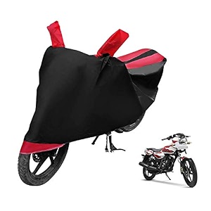 euro care bike cover compatible with phoenix 125 with mirror pocketdustproof windproof belt buckle phoenix 125 bike cover- black-red - 1 unit