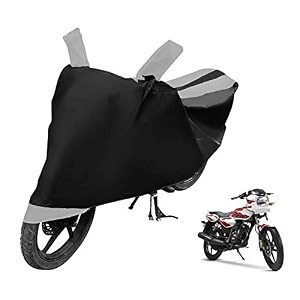 euro care bike cover compatible with phoenix 125 with mirror pocketdustproof windproof belt buckle phoenix 125 bike cover- black-silver - 1 unit